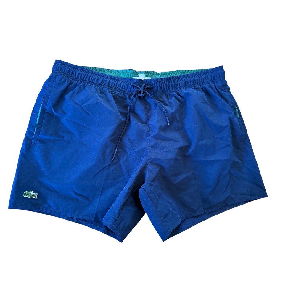 Lacoste mid length‎ monochrome swim trunks navy blue